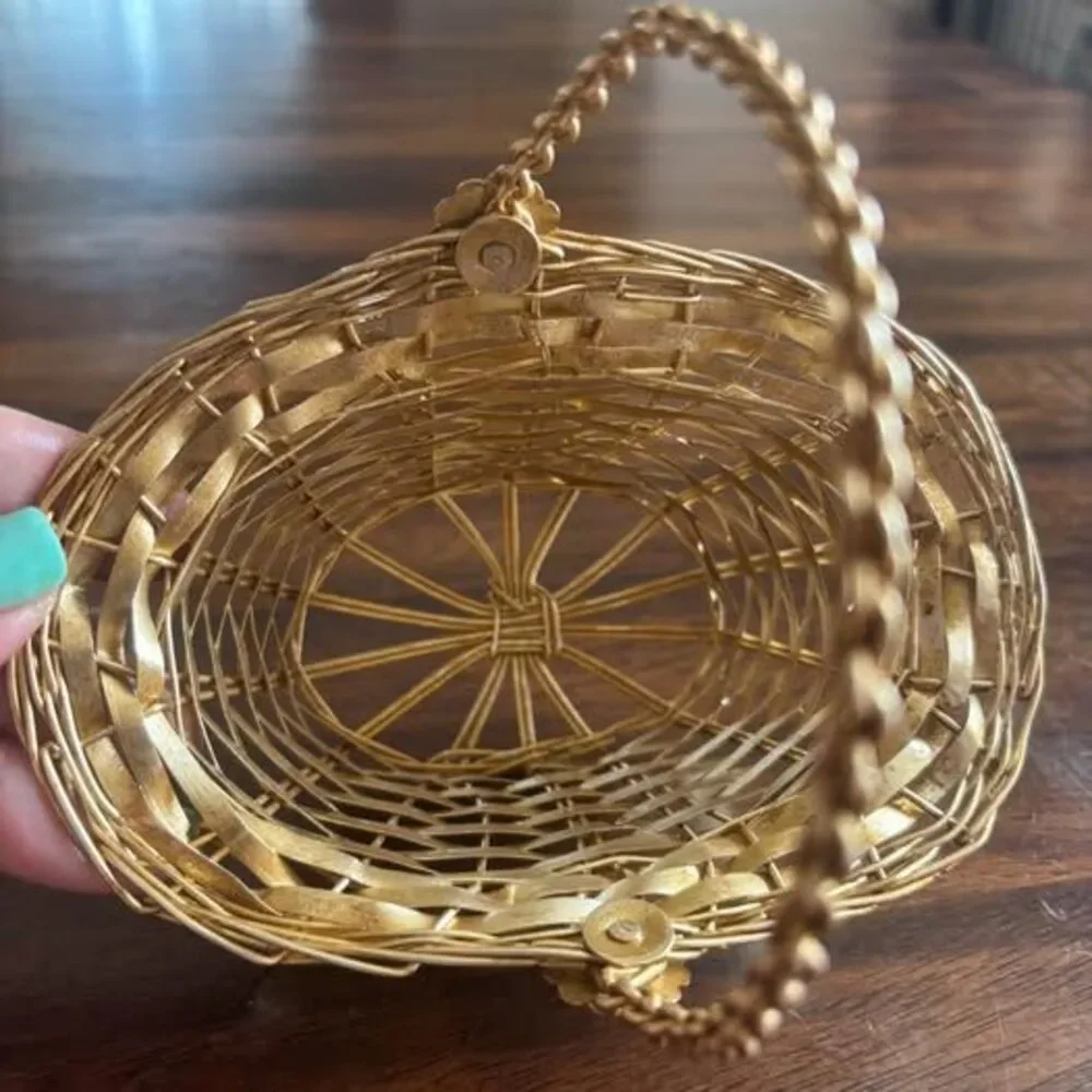 Vintage Gold Woven Wire Basket